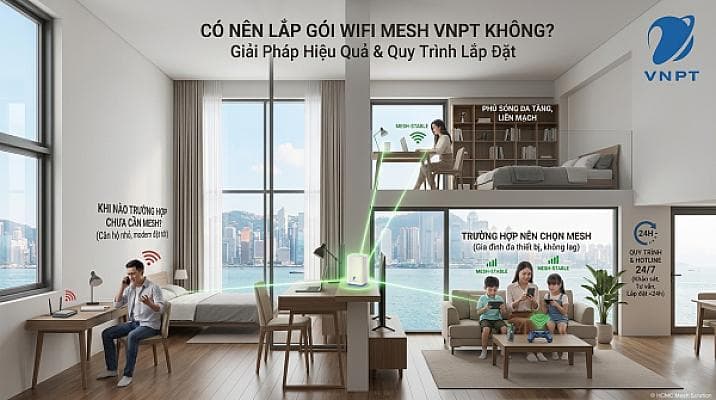 Ảnh minh họa: Có nên lắp gói WiFi Mesh VNPT không? Trường hợp nào nên chọn, trường hợp nào chưa cần