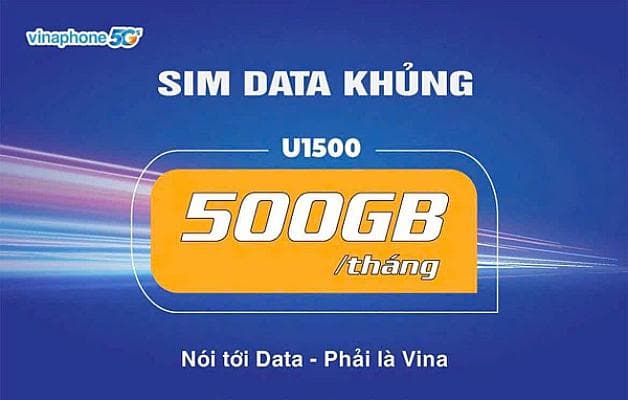 Ảnh minh họa: SIM Vina U1500 - 500GB/Tháng, 12 tháng không lo hết data