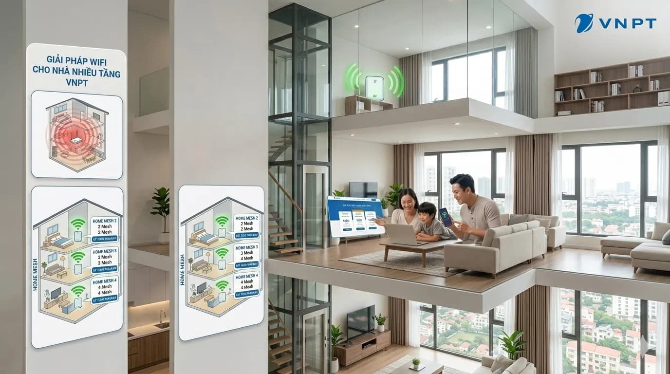 Ảnh minh họa cho bài viết Nhà nhiều tầng nên lắp gói WiFi VNPT nào để sóng khỏe?